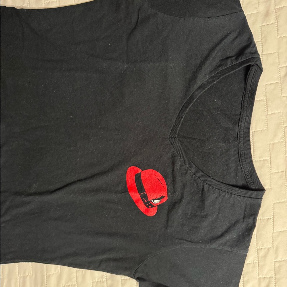 Black T-Shirt with Red Hat Logo
